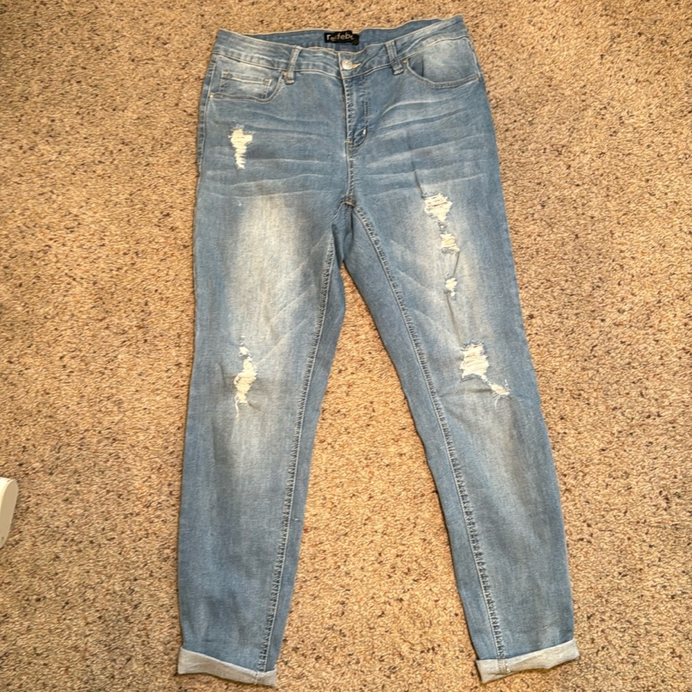 Light Blue Distressed Skinny Jeans